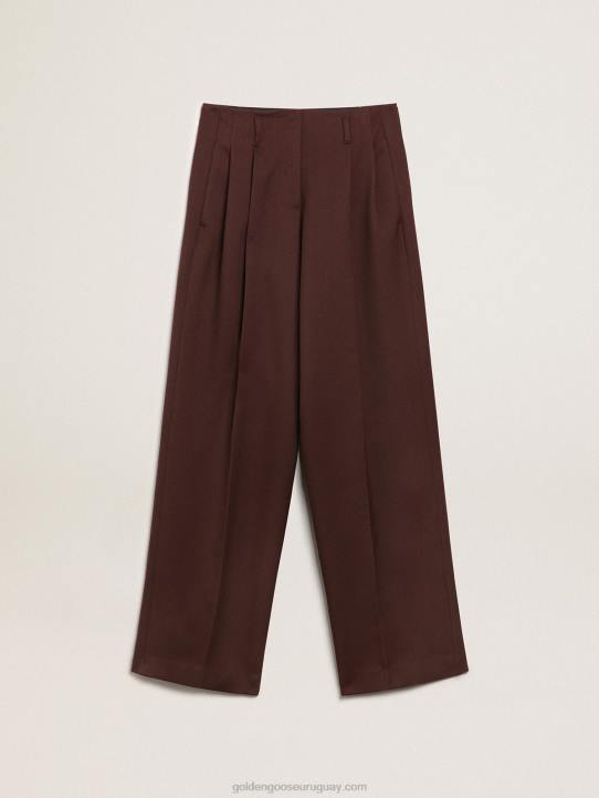 mujer Pantalón flavia de la colección journey en gabardina de lana color achicoria-caféGolden Goose 02H6996