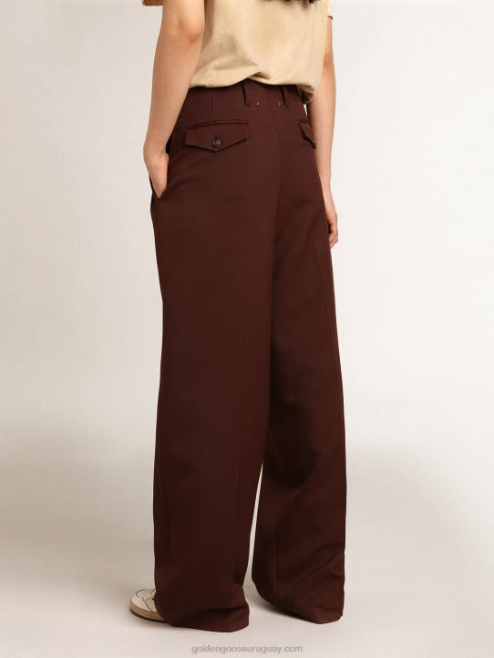 mujer Pantalón flavia de la colección journey en gabardina de lana color achicoria-caféGolden Goose 02H6996