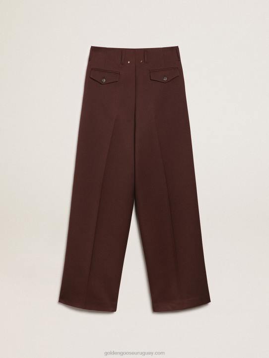 mujer Pantalón flavia de la colección journey en gabardina de lana color achicoria-caféGolden Goose 02H6996