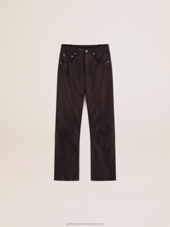 mujer Pantalones capri acampanados de la colección en suave piel de napa negraGolden Goose 02H61038