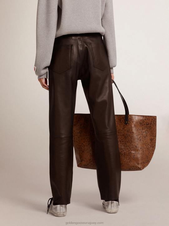 mujer Pantalones capri acampanados de la colección en suave piel de napa negraGolden Goose 02H61038
