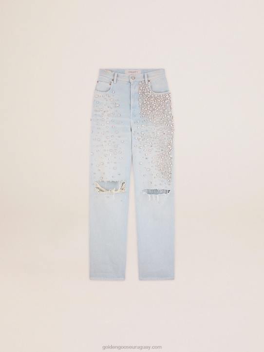 mujer colección jeans kim blanqueados con cristales cabujónGolden Goose 02H6927