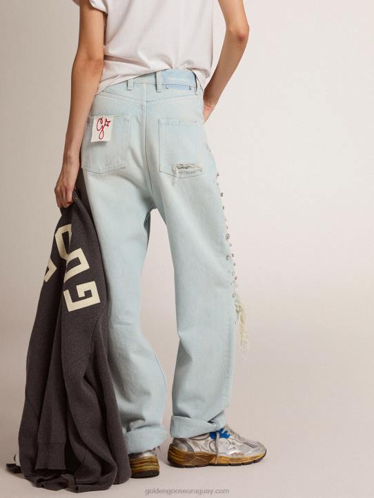 mujer colección jeans kim blanqueados con cristales cabujónGolden Goose 02H6927