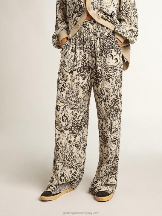 mujer jogger blanco con estampado toile de jouy negroGolden Goose 02H61053