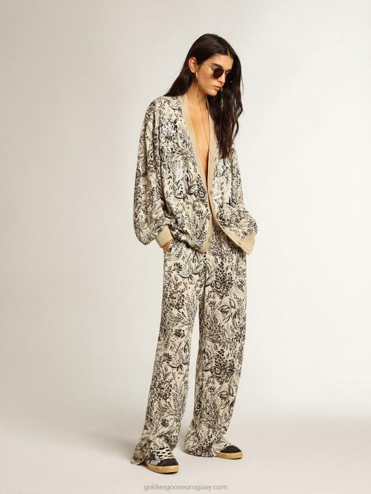 mujer jogger blanco con estampado toile de jouy negroGolden Goose 02H61053