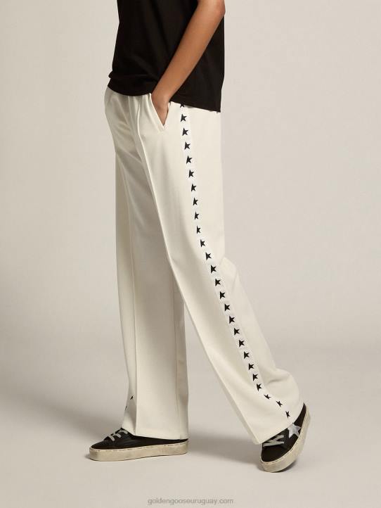 mujer joggers blancos con estrellas a los ladosGolden Goose 02H61060