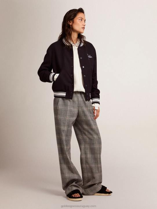 mujer joggers cuadros principe de gales gris y blancoGolden Goose 02H61032
