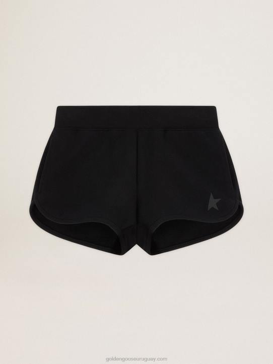 mujer pantalón corto negro con estrella tono sobre tono delanteGolden Goose 02H6951