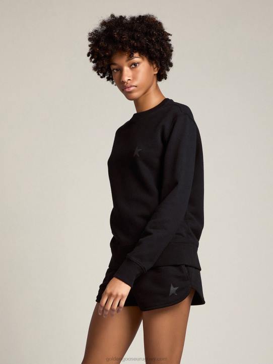 mujer pantalón corto negro con estrella tono sobre tono delanteGolden Goose 02H6951