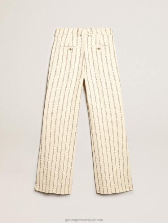 mujer pantalones de algodón color crema con motivo jacquardGolden Goose 02H61048