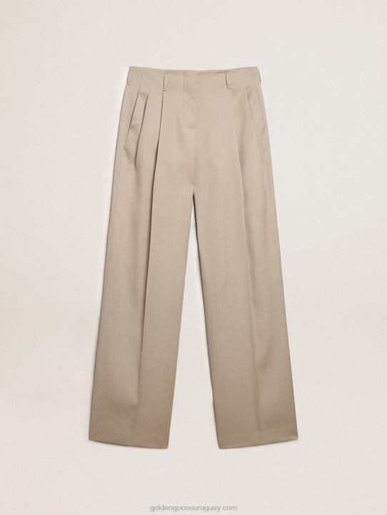 mujer pantalones de gabardina de lana beige claroGolden Goose 02H6944
