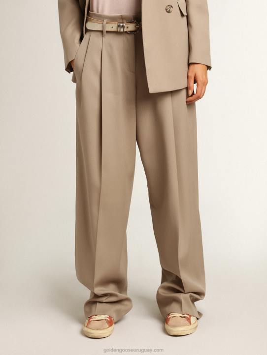 mujer pantalones de gabardina de lana beige claroGolden Goose 02H6944