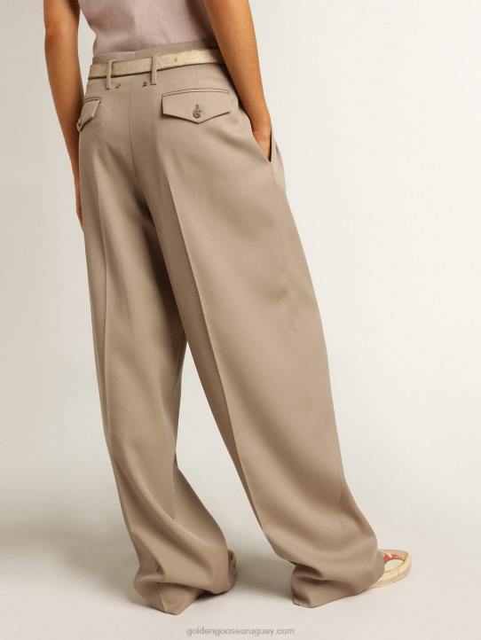 mujer pantalones de gabardina de lana beige claroGolden Goose 02H6944