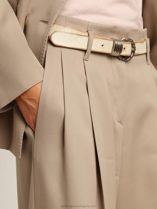 mujer pantalones de gabardina de lana beige claroGolden Goose 02H6944