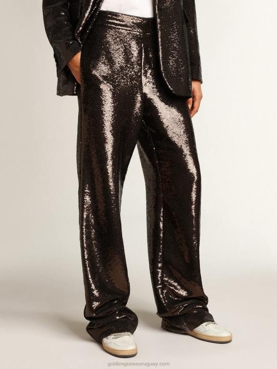 mujer pantalones grises con lentejuelas por toda la prendaGolden Goose 02H6941