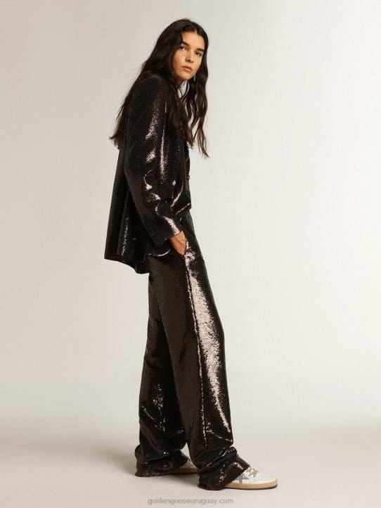 mujer pantalones grises con lentejuelas por toda la prendaGolden Goose 02H6941