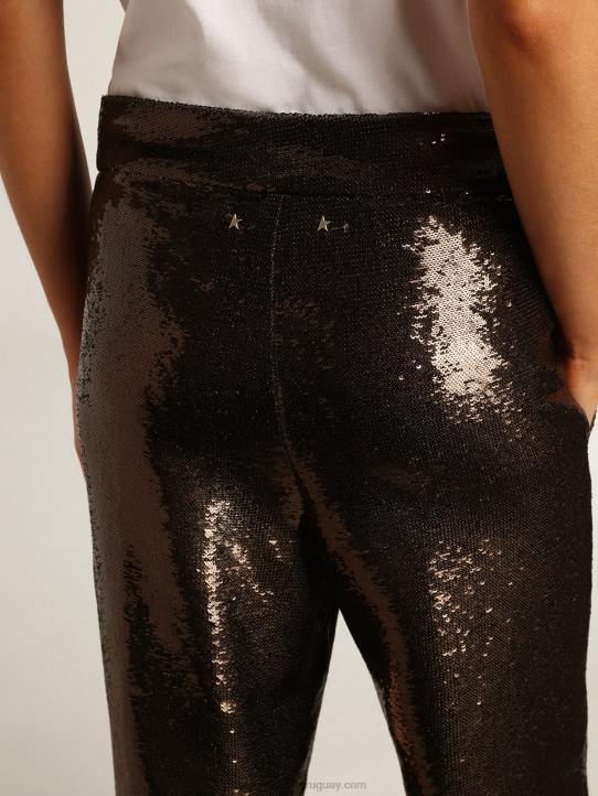 mujer pantalones grises con lentejuelas por toda la prendaGolden Goose 02H6941