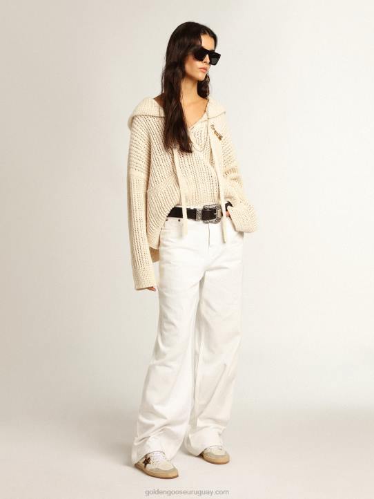 mujer vaqueros anchos de denim de toro blancoGolden Goose 02H61042