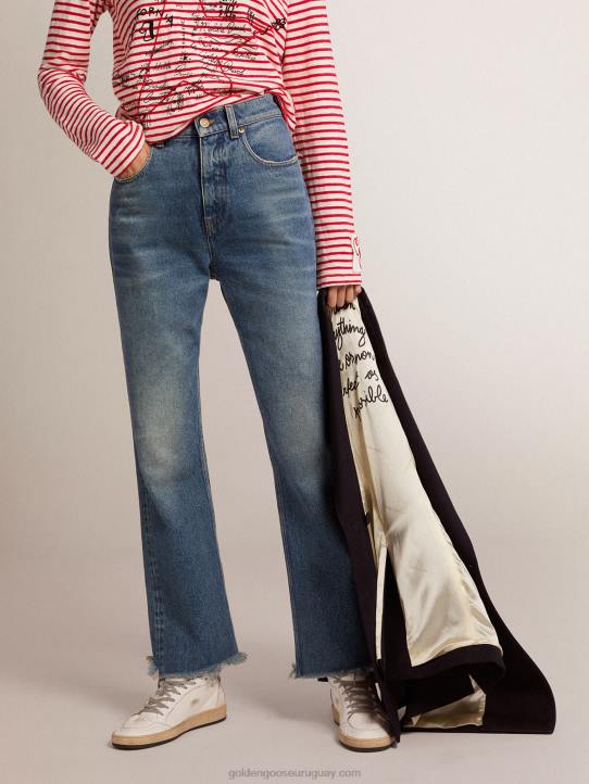 mujer vaqueros cropped acampanados de la colección con lavado medioGolden Goose 02H61014
