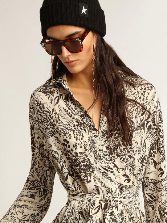 mujer vestido blanco con estampado toile de jouy negroGolden Goose 02H61054