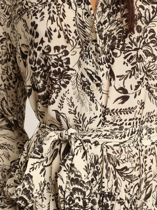 mujer vestido blanco con estampado toile de jouy negroGolden Goose 02H61054
