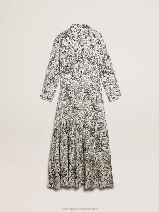 mujer vestido blanco con estampado toile de jouy negroGolden Goose 02H61054