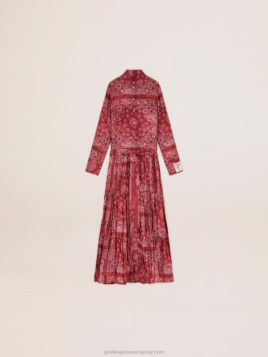 mujer vestido camisero de la colección en color burdeos con estampado paisleyGolden Goose 02H61023
