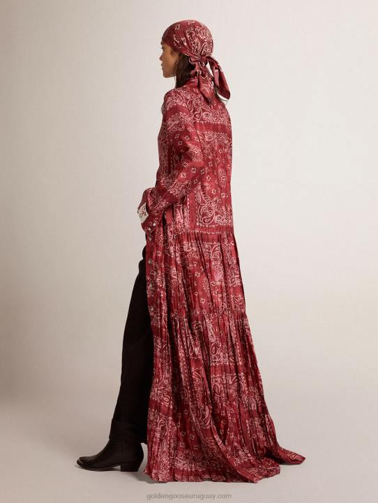 mujer vestido camisero de la colección en color burdeos con estampado paisleyGolden Goose 02H61023