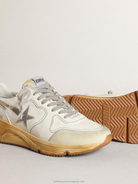 mujer Deportivas suela running con estrella y refuerzo en el talón de piel con estampado digital plateadoGolden Goose 02H634