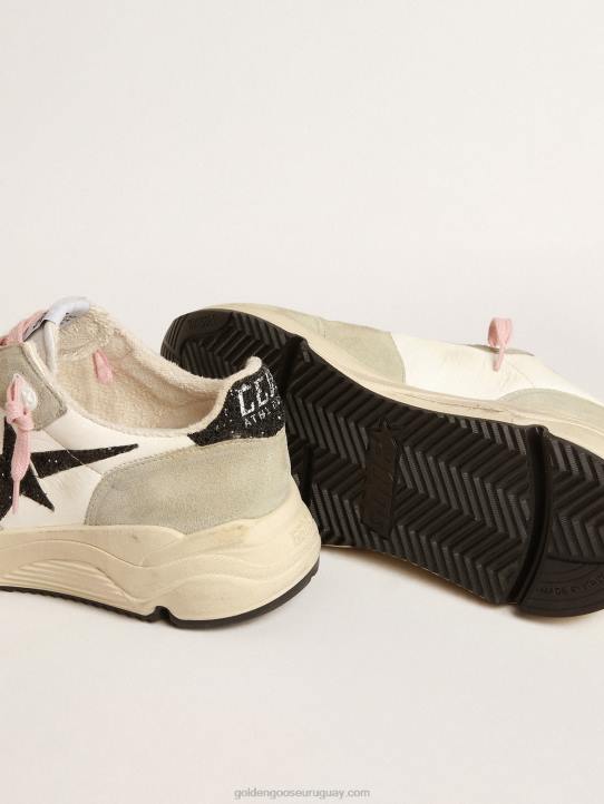 mujer suela de running con inserciones de ante gris y estrella de purpurina negraGolden Goose 02H6200