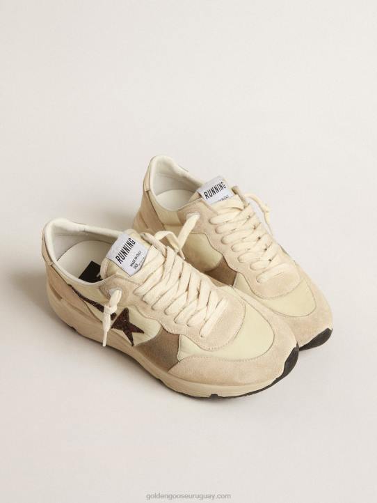 mujer suela running ltd de nailon color crema y ante con estrella brillanteGolden Goose 02H6220