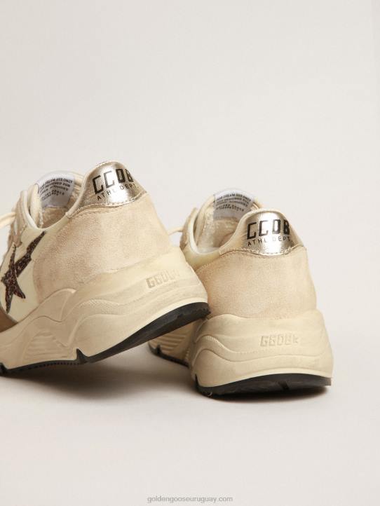 mujer suela running ltd de nailon color crema y ante con estrella brillanteGolden Goose 02H6220