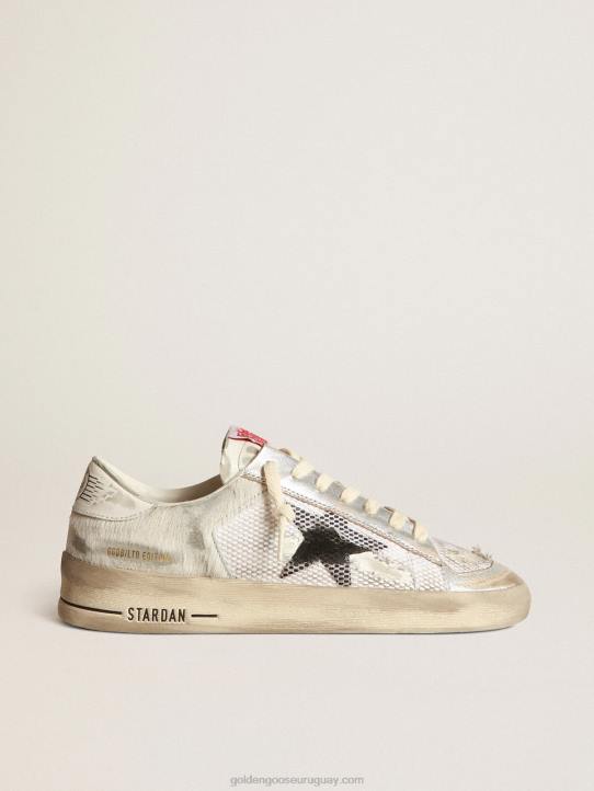mujer Zapatillas deportivas stardan lab de piel de potro blanca y piel con estrella de ante negroGolden Goose 02H6252