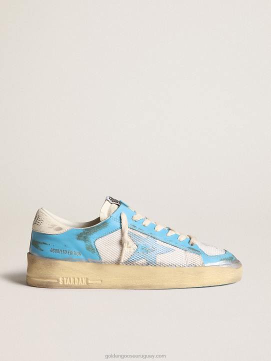 mujer stardan lab de napa azul claro y malla blancaGolden Goose 02H6151