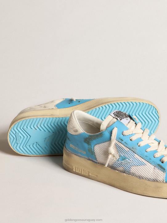 mujer stardan lab de napa azul claro y malla blancaGolden Goose 02H6151