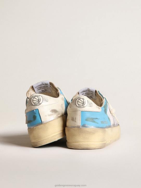 mujer stardan lab de napa azul claro y malla blancaGolden Goose 02H6151