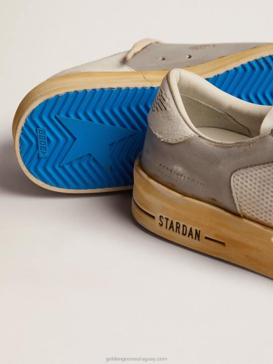 mujer zapatillas stardan con estrella de piel blanca con estampado ggdb y refuerzo del talón de piel craquelada blancaGolden Goose 02H6128