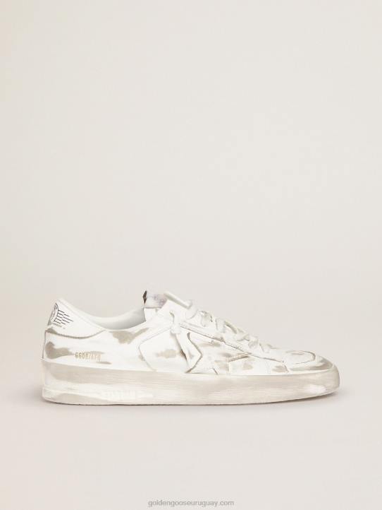 mujer zapatillas stardan de piel blanca con tratamiento desgastadoGolden Goose 02H6254