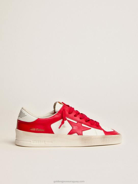 mujer zapatillas stardan de piel roja y blancaGolden Goose 02H699