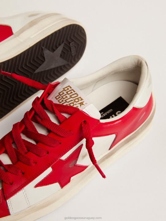 mujer zapatillas stardan de piel roja y blancaGolden Goose 02H699