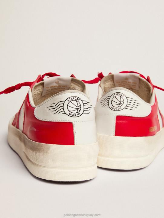 mujer zapatillas stardan de piel roja y blancaGolden Goose 02H699