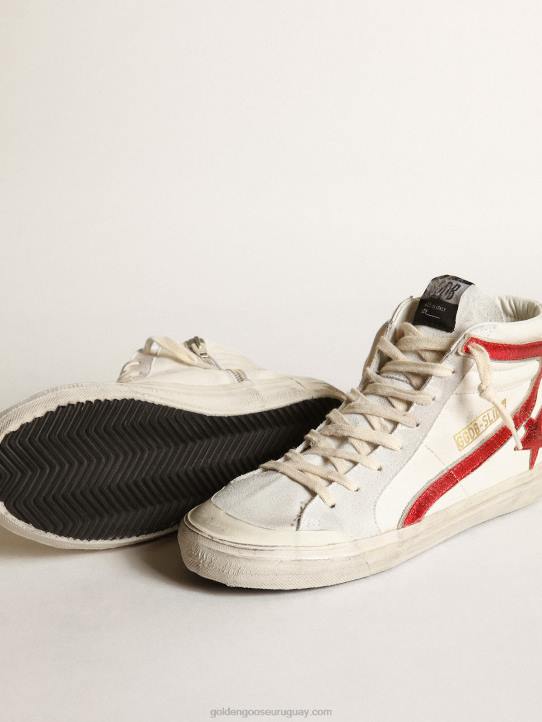 mujer diapositiva con una estrella de cuero laminado rojo y flashGolden Goose 02H6187