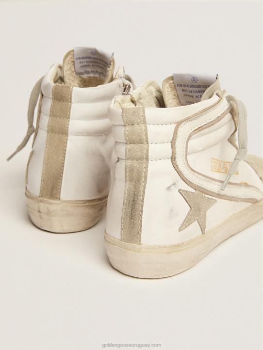 mujer zapatillas deportivas slide con estrella de ante gris hielo y flash de piel blancaGolden Goose 02H651