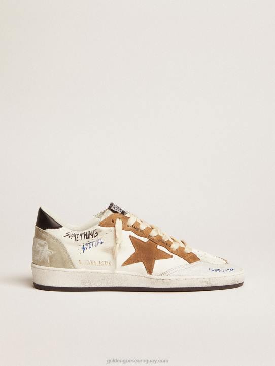 mujer Deportivas ball star con estrella de ante color tabaco y refuerzo del talón de piel negraGolden Goose 02H679