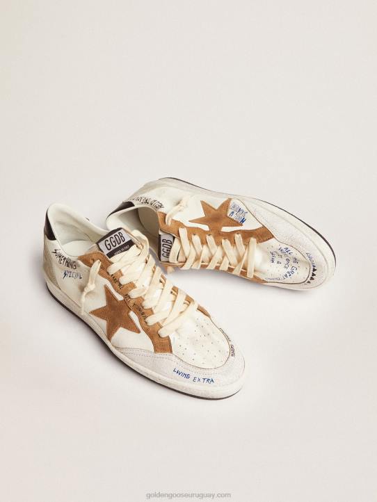 mujer Deportivas ball star con estrella de ante color tabaco y refuerzo del talón de piel negraGolden Goose 02H679
