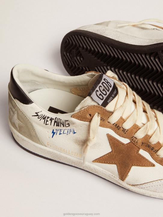 mujer Deportivas ball star con estrella de ante color tabaco y refuerzo del talón de piel negraGolden Goose 02H679
