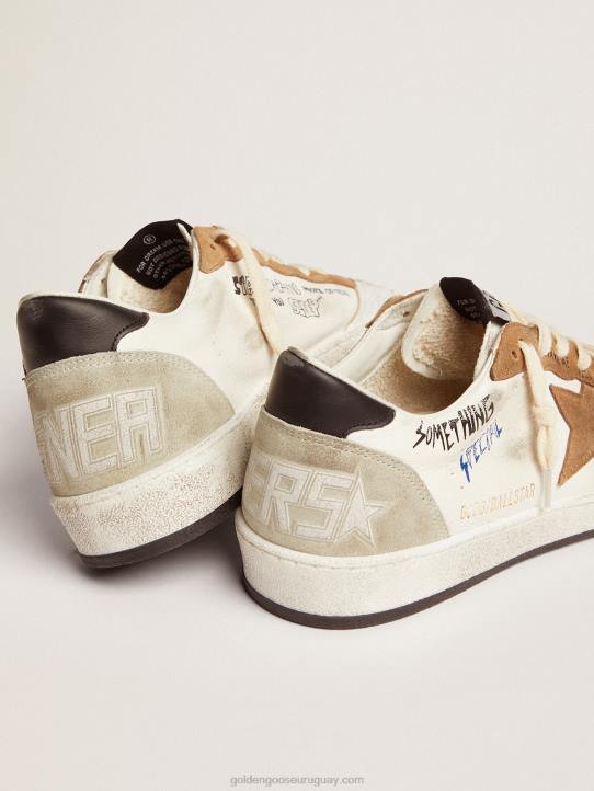 mujer Deportivas ball star con estrella de ante color tabaco y refuerzo del talón de piel negraGolden Goose 02H679