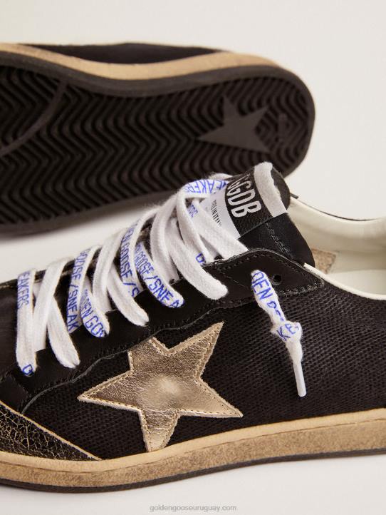 mujer Deportivas ball star de lona negra con estrella color platinoGolden Goose 02H6279