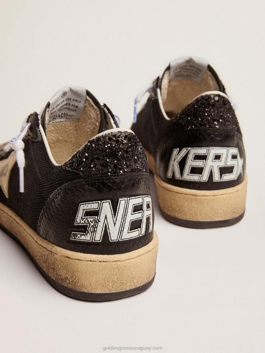 mujer Deportivas ball star de lona negra con estrella color platinoGolden Goose 02H6279