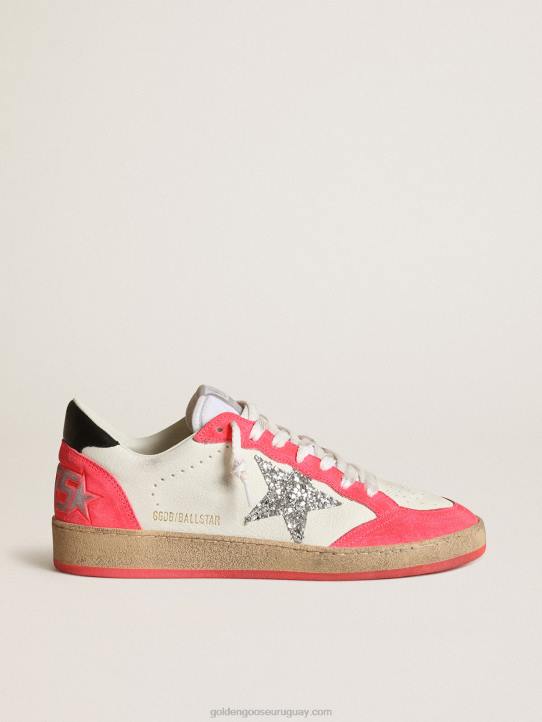 mujer Deportivas ball star de napa blanca con estrella plateada brillanteGolden Goose 02H640